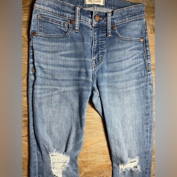 Madewell Jeans 25 High Rise Skinny Distressed Light Medium Wash Denim Ripped Y2K - Picture 5 of 11